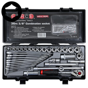 36pc 3/8" (Inch) 6pt. Flank Socket & Combination Wrench Set