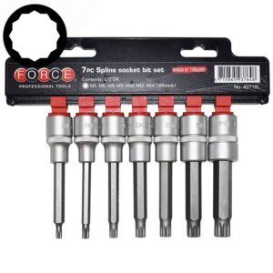 7pc 1/2" (Inch) Spline Socket Bit Set 100mm