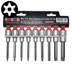 9pc 1/2" (Inch) Star Tamperproof Socket Bit Set 100mm