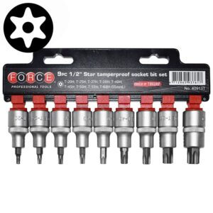 9pc 1/2" (Inch) Star Tamperproof Socket Bit Set