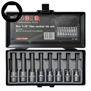 9pc 1/2" (Inch) Hex Socket Bit Set