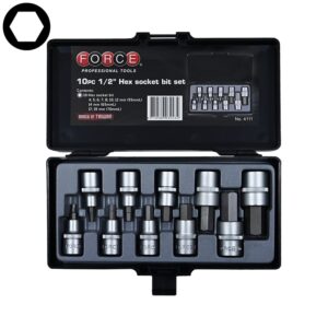 10pc 1/2" (Inch) Hex Socket Bit Set