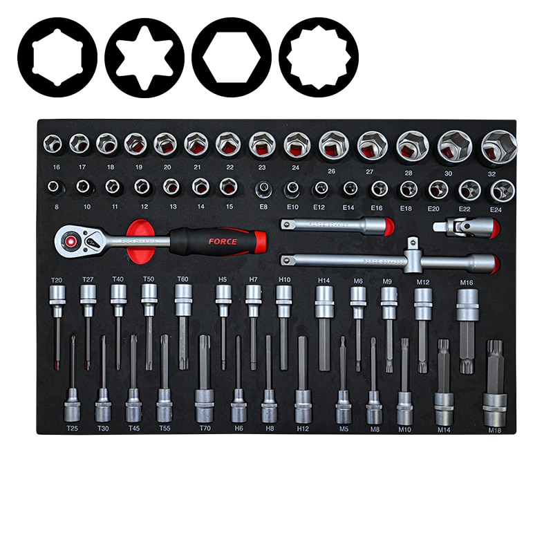 61pc 1/2" (Inch) Socket Combination Set