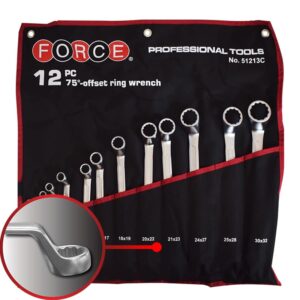 12pc 75° Offset Ring Wrench Set (Cloth Bag)