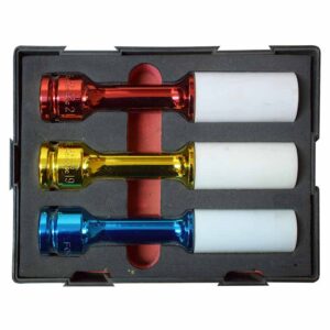 3pc 1/2" (Inch) Colored 6pt. Deep Flank Impact Socket Set