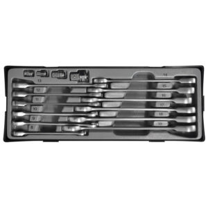 16pc Flat Gear Wrench & Holder Set