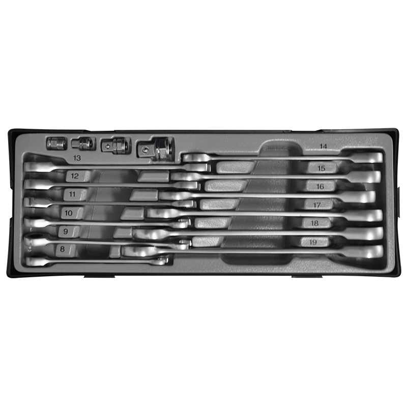 16pc Flat Gear Wrench & Holder Set