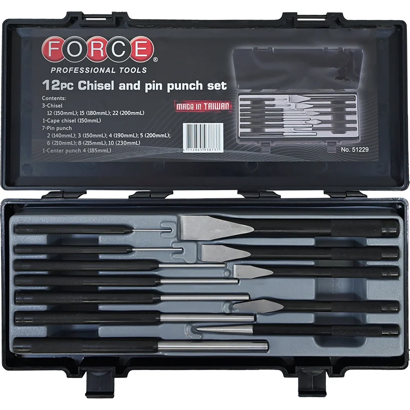 12pc Chisel & Pin Punch Set